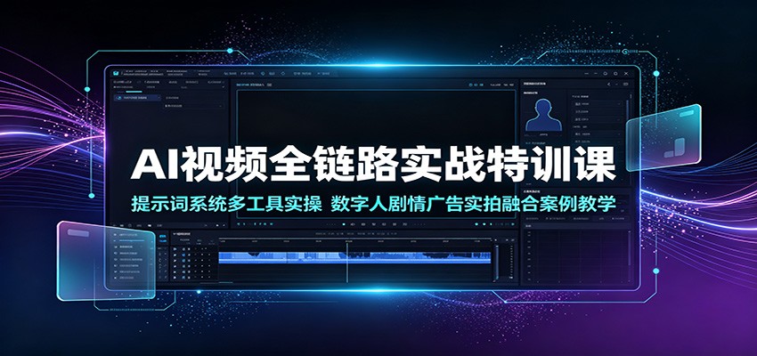 AI视频全链路实战特训课：提示词系统多工具实操，数字人剧情广告实拍融合案例教学-米壳知道—知识分享平台
