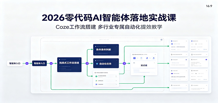 2026零代码AI智能体落地实战课:Coze工作流搭建,多行业专属自动化提效教学-米壳知道—知识分享平台