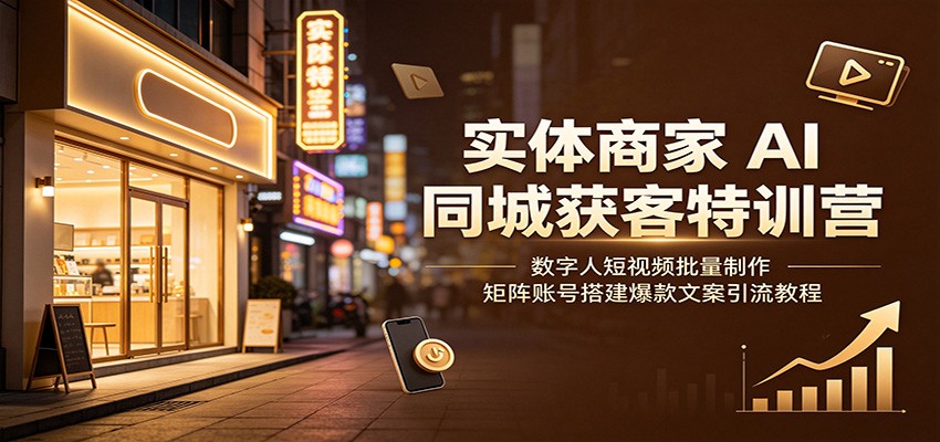 实体商家AI同城获客特训营:数字人短视频批量制作,矩阵账号搭建爆款文案引流教程-米壳知道—知识分享平台
