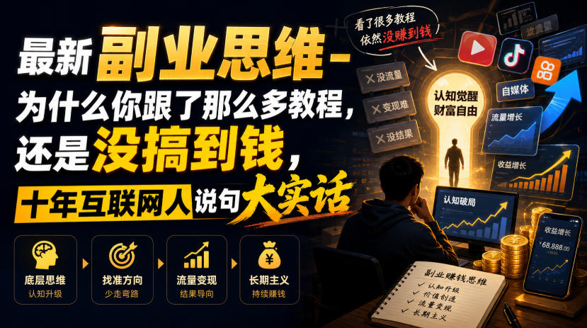 最新副业思维-为什么你跟了那么多教程,还是没搞到钱,十年互联网人说句大实话【揭秘】-米壳知道—知识分享平台
