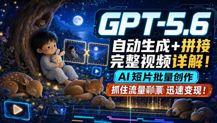 GPT-5.6自动生成＋拼接完整视频详解，AI短片批量创作，抓住流量迅速变现！-米壳知道—知识分享平台