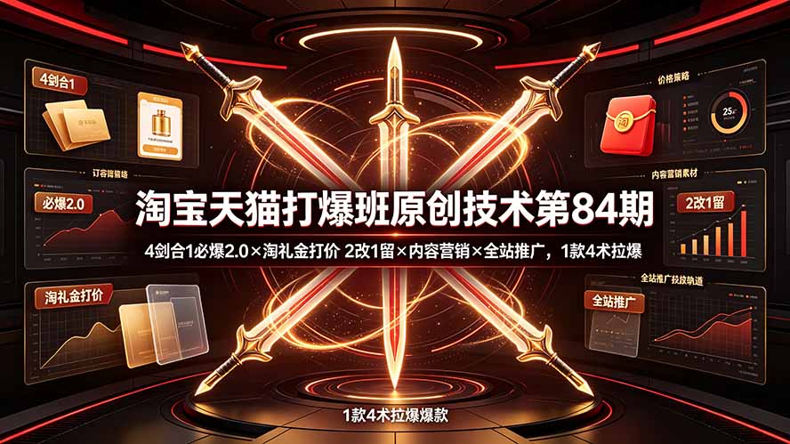 淘宝天猫打爆班原创技术第84期：4剑合1必爆2.0×淘礼金打价×2改1留×内容营销×全站推广，1款4术拉爆-米壳知道—知识分享平台