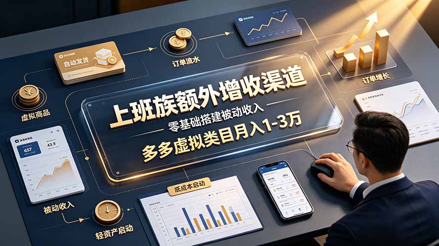 上班族额外增收渠道,零基础搭建被动收入,多多虚拟类目月入 1-3 万-米壳知道—知识分享平台