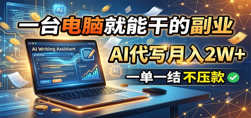 一台电脑就能干的副业,AI代写月入2W+,一单一结不压款-米壳知道—知识分享平台