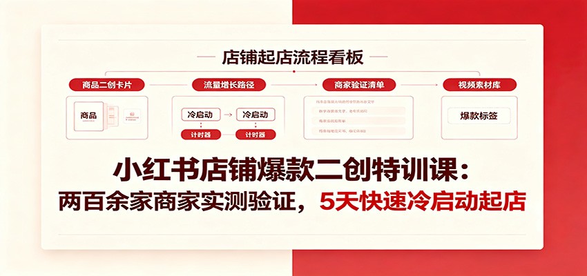 小红书店铺爆款二创特训课:两百余家商家实测验证,5天快速冷启动起店-米壳知道—知识分享平台
