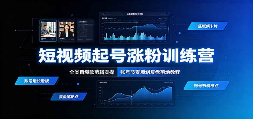 短视频起号涨粉训练营：全类目爆款剪辑实操，账号节奏规划复盘落地教程-米壳知道—知识分享平台