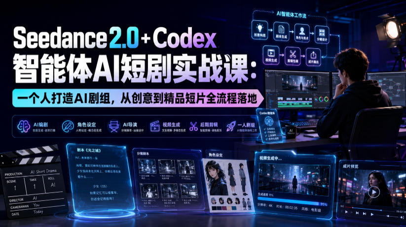 Seedance2.0+Codex智能体AI短剧实战课：一个人打造AI剧组，从创意到精品短片全流程-米壳知道—知识分享平台