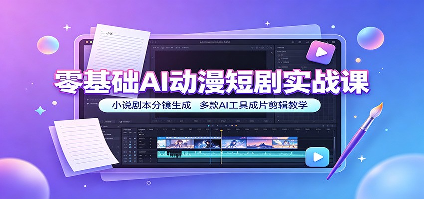 零基础AI动漫短剧实战课:小说剧本分镜生成,多款AI工具成片剪辑教学-米壳知道—知识分享平台