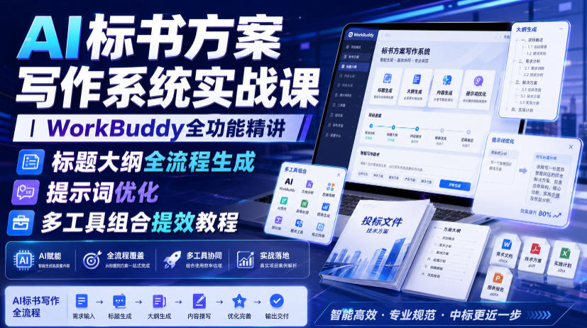 AI标书方案写作系统实战课｜WorkBuddy全功能精讲・标题大纲全流程生成・提示词优化・多工具组合提效教程-米壳知道—知识分享平台