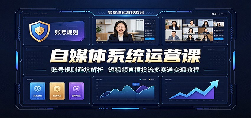 自媒体系统运营课:账号规则避坑解析,短视频直播投流多赛道变现教程-米壳知道—知识分享平台