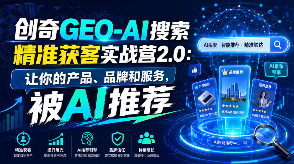 创奇GEO-AI搜索精准获客实战营2.0：让你的产品、品牌和服务，被AI推荐-米壳知道—知识分享平台