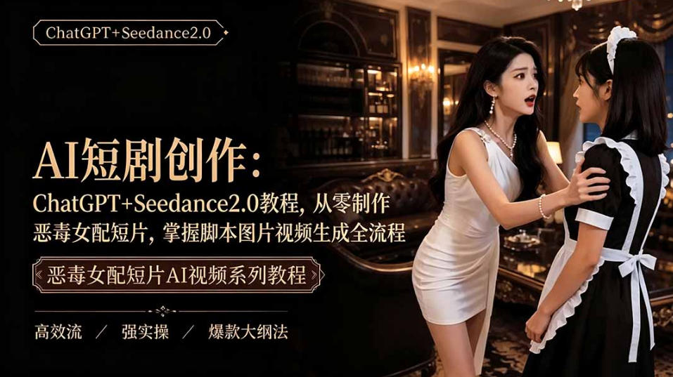 AI短剧从零创作实战课|ChatGPT脚本撰写+Seedance2.0视频生成,恶毒女配短剧全流程教程-米壳知道—知识分享平台
