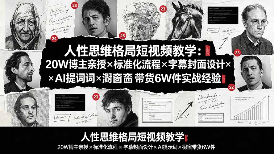 人性思维格局短视频教学：20W博主亲授×标准化流程×字幕封面设计×AI提示词×橱窗带货6W件实战经验-米壳知道—知识分享平台