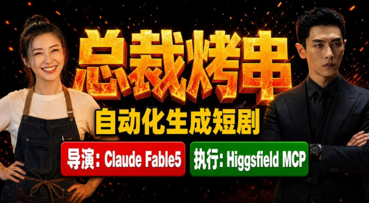 Claude Fable5担任导演+Higgsfield MCP落地执行|《总裁烤串》真人质感短剧全自动AI生成全流程教学-米壳知道—知识分享平台