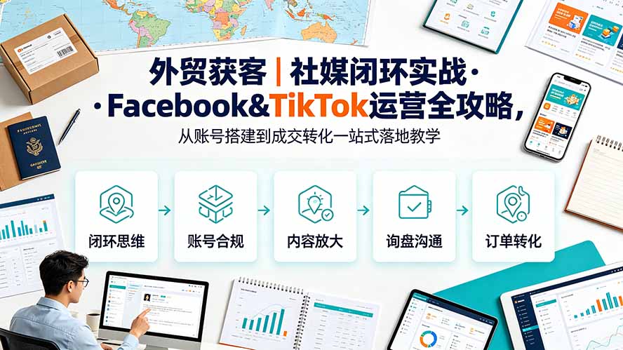 外贸获客｜社媒闭环实战·Facebook&TikTok运营全攻略，从账号搭建到成交转化一站式落地教学-米壳知道—知识分享平台