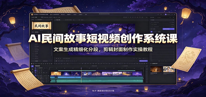 AI民间故事短视频创作系统课：文案生成精细化分段，剪辑封面制作实操教程-米壳知道—知识分享平台