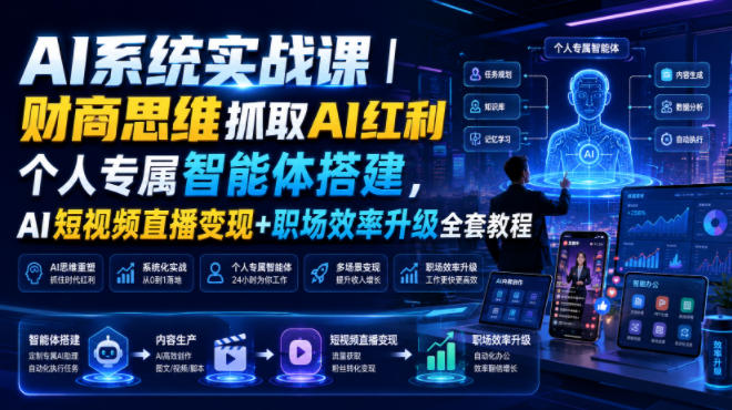 AI系统实战课｜财商思维抓取AI红利｜个人专属智能体搭建，AI短视频直播变现+职场效率升级全套教程-米壳知道—知识分享平台