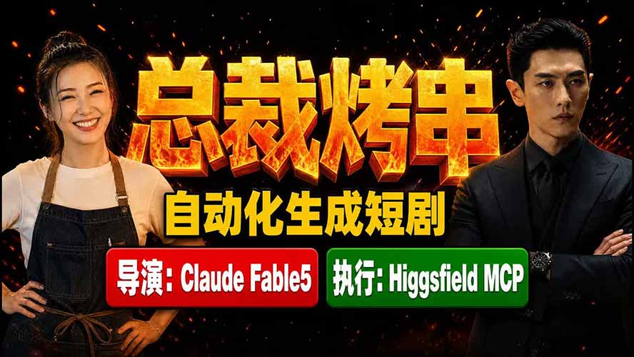 《总裁烤串》真人短剧全自动诞生!Claude Fable5 当导演,Higgsfield MCP 执行!-米壳知道—知识分享平台