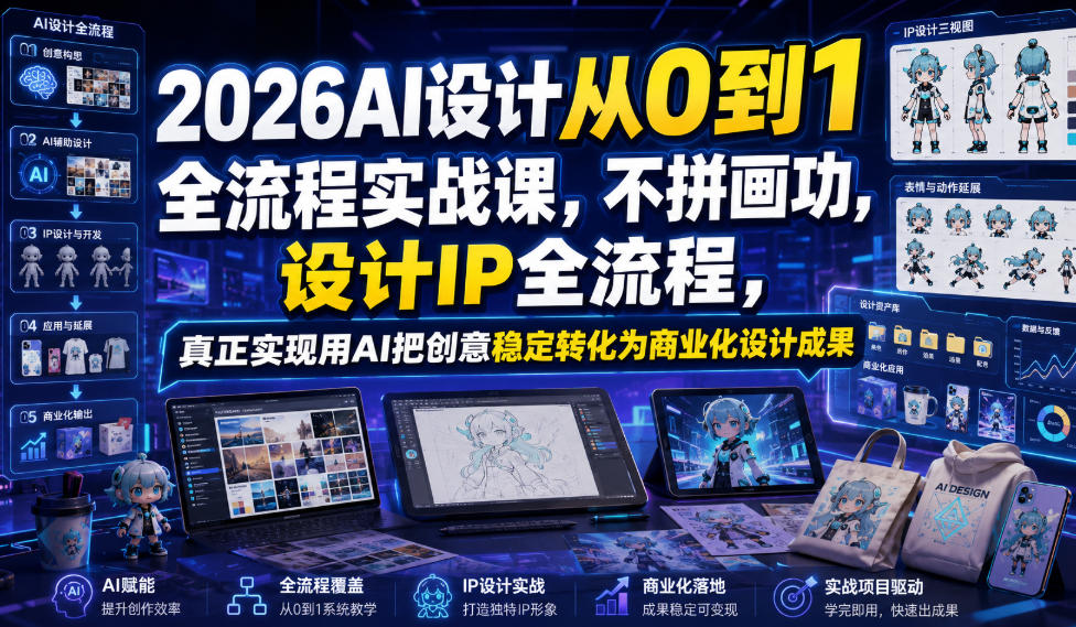 2026AI设计从0到1全流程实战课，不拼画功，设计IP全流程，真正实现用AI把创意稳定转化为商业化设计成果-米壳知道—知识分享平台