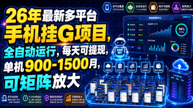 26年最新多平台手机挂G项目，全自动运行，每天可提现，单机900-1500月，可矩阵放大【揭秘】-米壳知道—知识分享平台