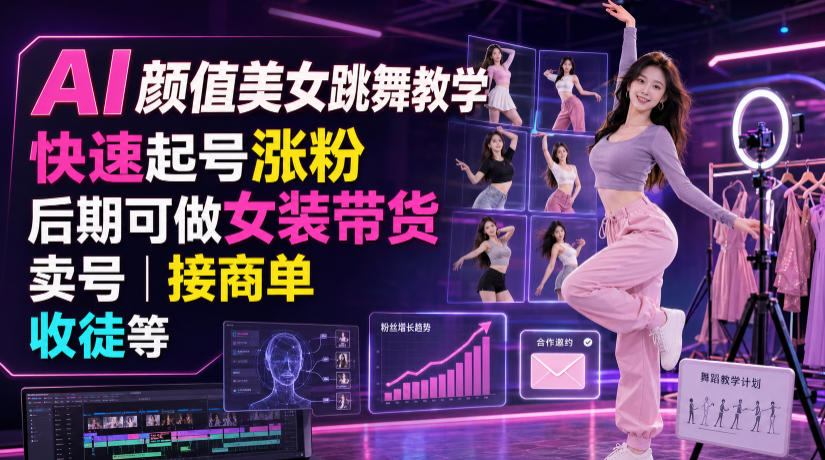 AI颜值美女跳舞教学，快速起号涨粉，后期可做女装带货，卖号，接商单，收徒等-米壳知道—知识分享平台