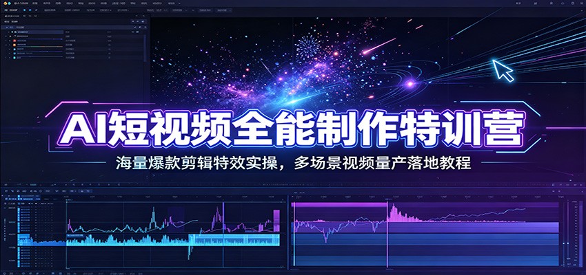 AI短视频全能制作特训营：海量爆款剪辑特效实操，多场景视频量产落地教程-米壳知道—知识分享平台