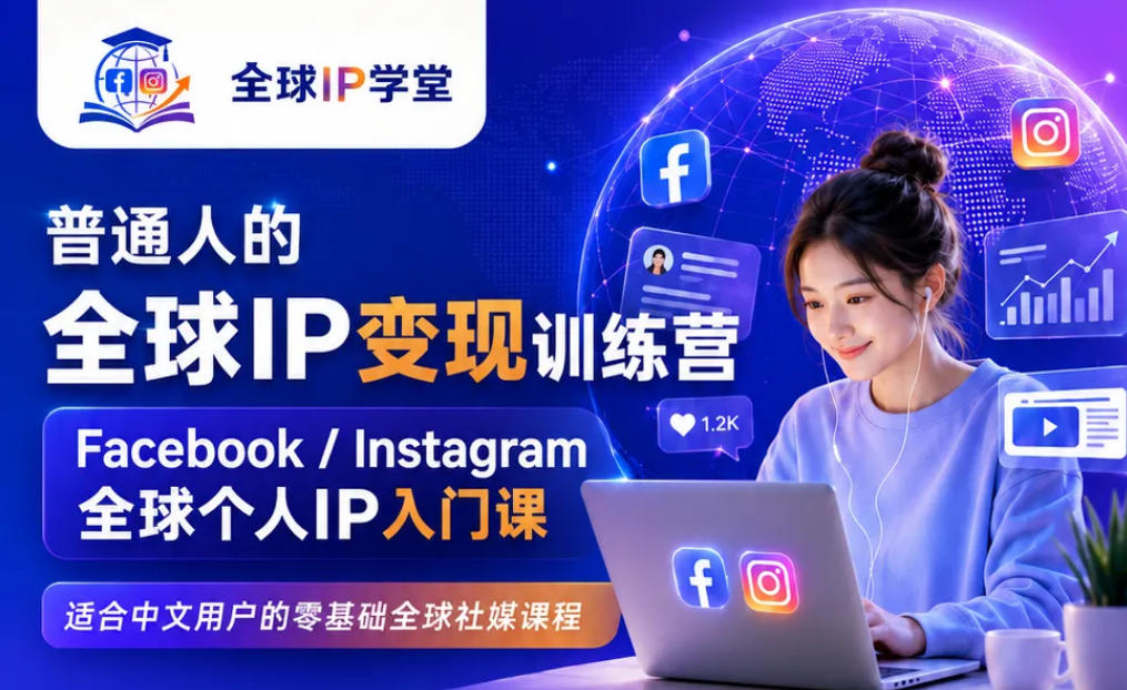 普通人的全球IP变现训练营，Facebook/Instagram全球个人IP入门课，零基础全球社媒课程-米壳知道—知识分享平台