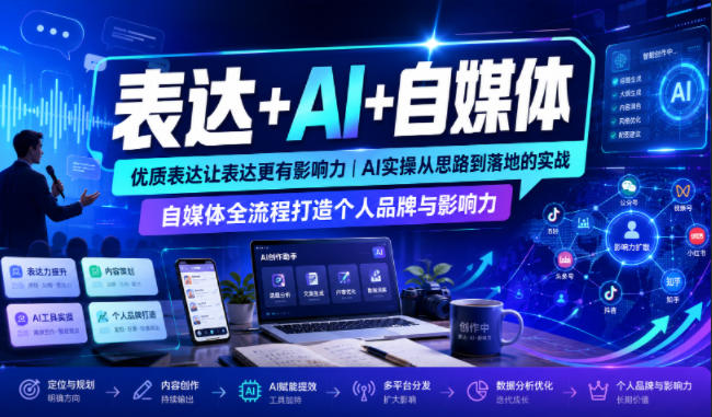 表达+AI+自媒体，优质表达让表达更有影响力|AI实操从思路到落地的实战|自媒体全流程打造个人品牌与影响力-米壳知道—知识分享平台
