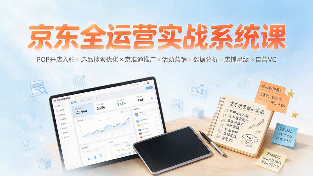 京东全运营实战系统课：POP开店入驻×选品搜索优化×京准通推广×活动营销×数据分析×店铺星级×自营VC-米壳知道—知识分享平台
