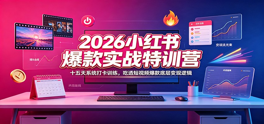 2026小红书爆款实战特训营：十五天系统打卡训练，吃透短视频爆款底层变现逻辑-米壳知道—知识分享平台