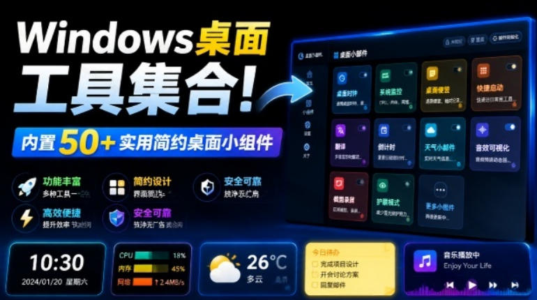 Windows桌面工具集合！内置50+实用简约桌面小组件，含截图、录屏、翻译、天气等，多秘工具箱-米壳知道—知识分享平台