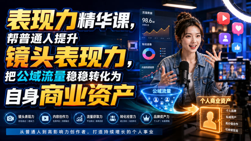 表现力精华课，帮普通人提升镜头表现力，把公域流量稳稳转化为自身商业资产-米壳知道—知识分享平台