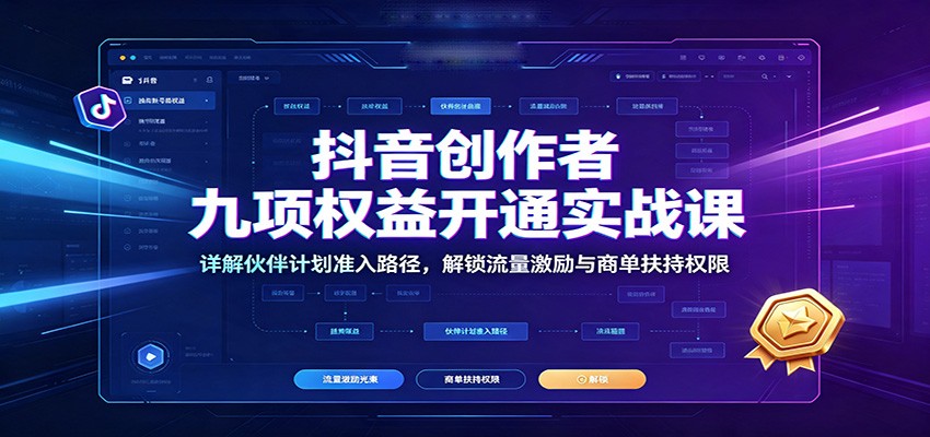 抖音创作者九项权益开通实战课：详解伙伴计划准入路径，解锁流量激励与商单扶持权限-米壳知道—知识分享平台