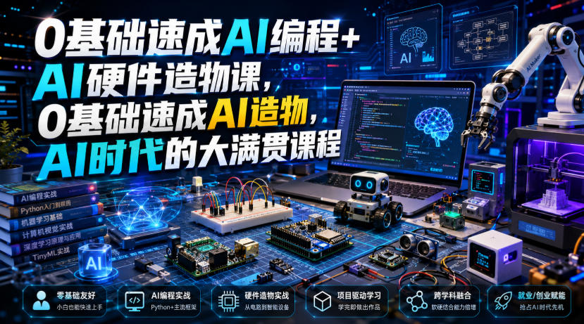 0基础速成AI编程+AI硬件造物课，0基础速成AI造物，AI时代的大满贯课程-米壳知道—知识分享平台