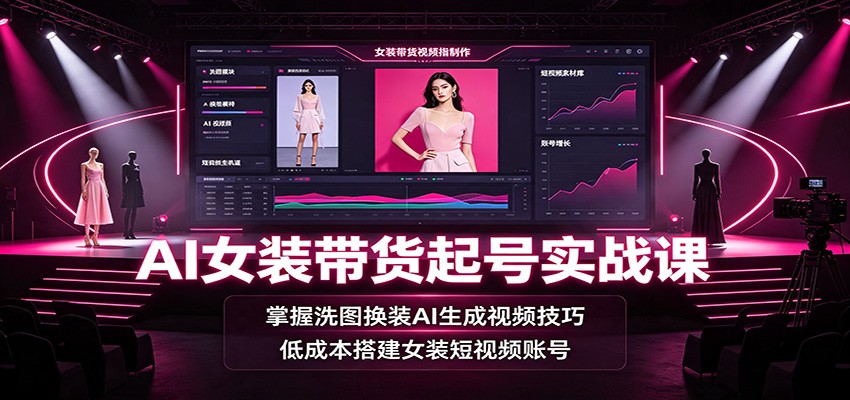 AI女装带货起号实战课：掌握洗图换装AI生成视频技巧，低成本搭建女装短视频账号-米壳知道—知识分享平台