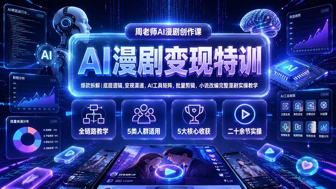 AI漫剧变现特训★爆款拆解｜底层逻辑，变现渠道，AI工具矩阵，批量剪辑，小说改编完整漫剧实操教学-米壳知道—知识分享平台