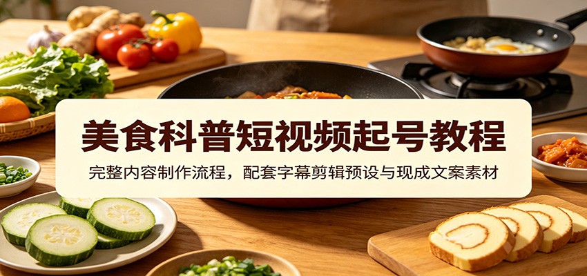 美食科普短视频起号教程：完整内容制作流程，配套字幕剪辑预设与现成文案素材-米壳知道—知识分享平台