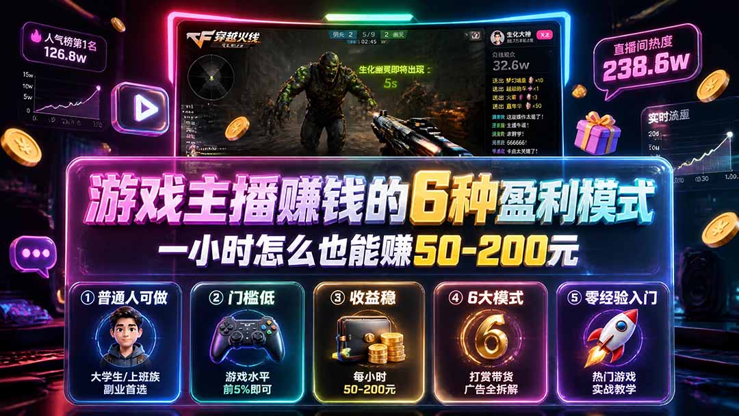 付费文章：游戏主播赚钱的6种盈利模式，一小时怎么也能赚50-200元-米壳知道—知识分享平台