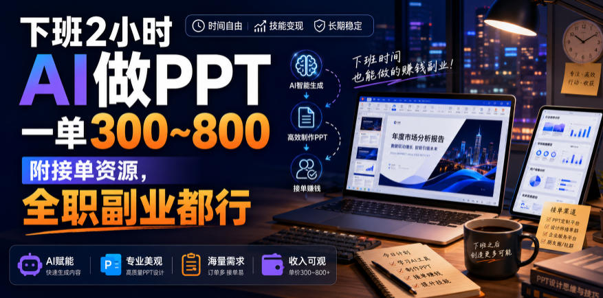 下班2小时AI做PPT，一单300~800，附接单资源，全职副业都行【揭秘】-米壳知道—知识分享平台