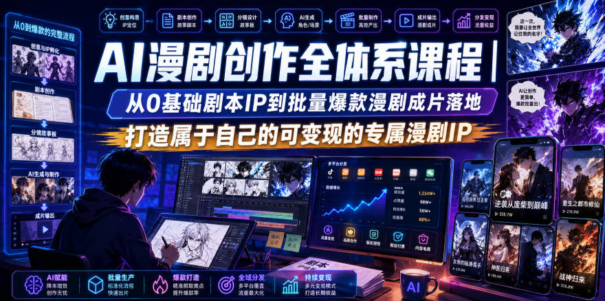 AI漫剧创作全体系课程｜从0基础剧本IP到批量爆款漫剧成片落地，打造属于自己的可变现的专属漫剧IP-米壳知道—知识分享平台
