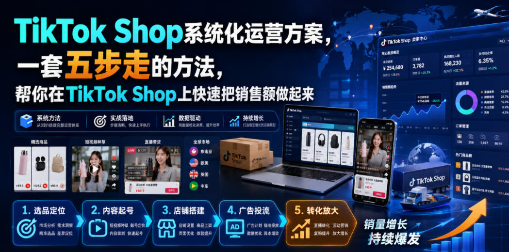 TikTok Shop系统化运营方案,一套五步走的方法,帮你在TikTok Shop上快速把销售额做起来【原创双语字幕】-米壳知道—知识分享平台