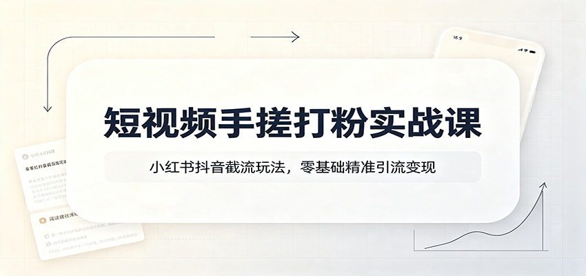 短视频手搓打粉实战课:小红书抖音截流玩法,零基础精准引流变现-米壳知道—知识分享平台