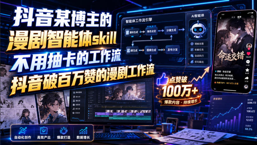 抖音某博主的漫剧智能体skill，不用抽卡的工作流，抖音破百万赞的漫剧工作流-米壳知道—知识分享平台