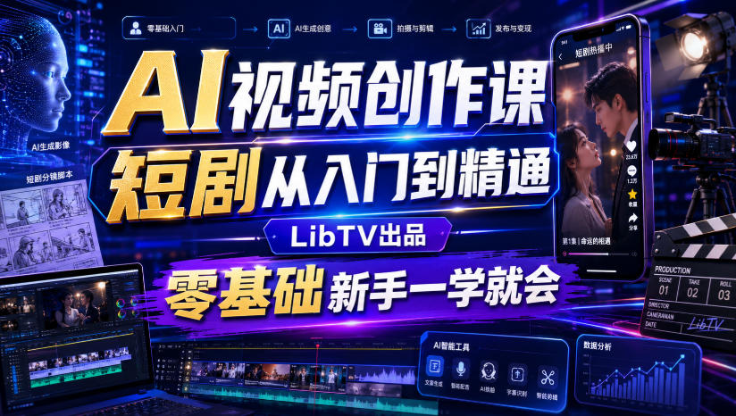 AI视频创作课，短剧从入门到精通，LibTV出品，零基础新手一学就会-米壳知道—知识分享平台