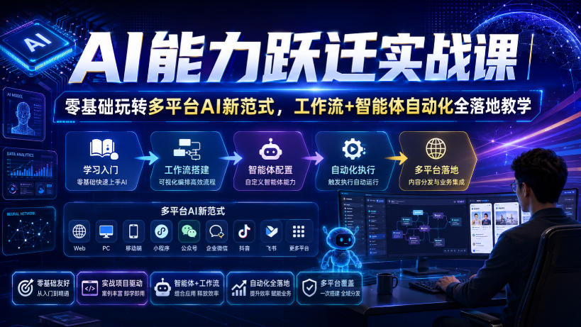 AI能力跃迁实战课|零基础玩转多平台AI新范式,工作流+智能体自动化全落地教学-米壳知道—知识分享平台