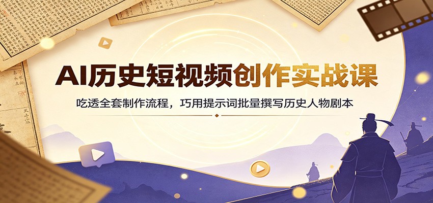 AI历史短视频创作实战课：吃透全套制作流程，巧用提示词批量撰写历史人物剧本-米壳知道—知识分享平台
