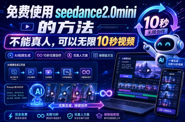 免费使用seedance2.0mini的方法,不能真人,可以无限10秒视频,9图+3音频参考-米壳知道—知识分享平台
