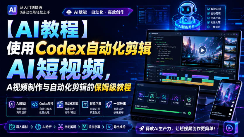 【AI教程】使用Codex自动化剪辑AI短视频，AI视频制作与自动化剪辑的保姆级教程-米壳知道—知识分享平台