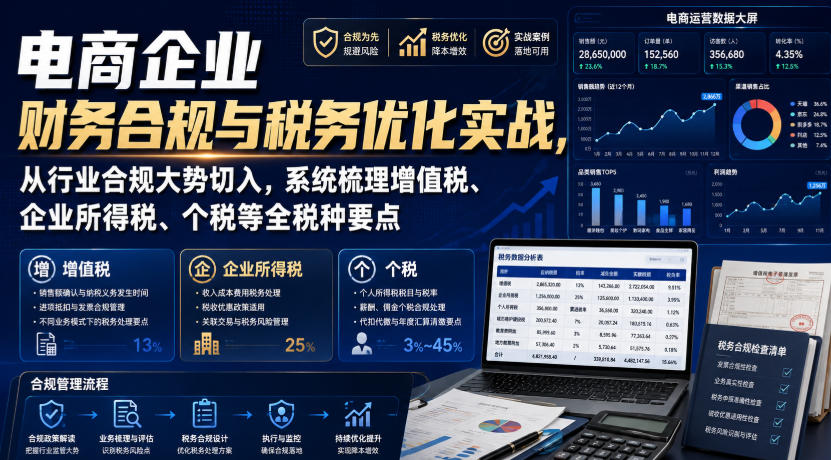 电商企业财务合规与税务优化实战，从行业合规大势切入，系统梳理增值税、企业所得税、个税等全税种要点-米壳知道—知识分享平台