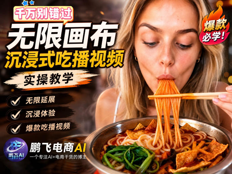 保姆级教程|用AI无线画布做沉浸式吃播,3步直接出片,无线画布工作流,操作简单好上手-米壳知道—知识分享平台